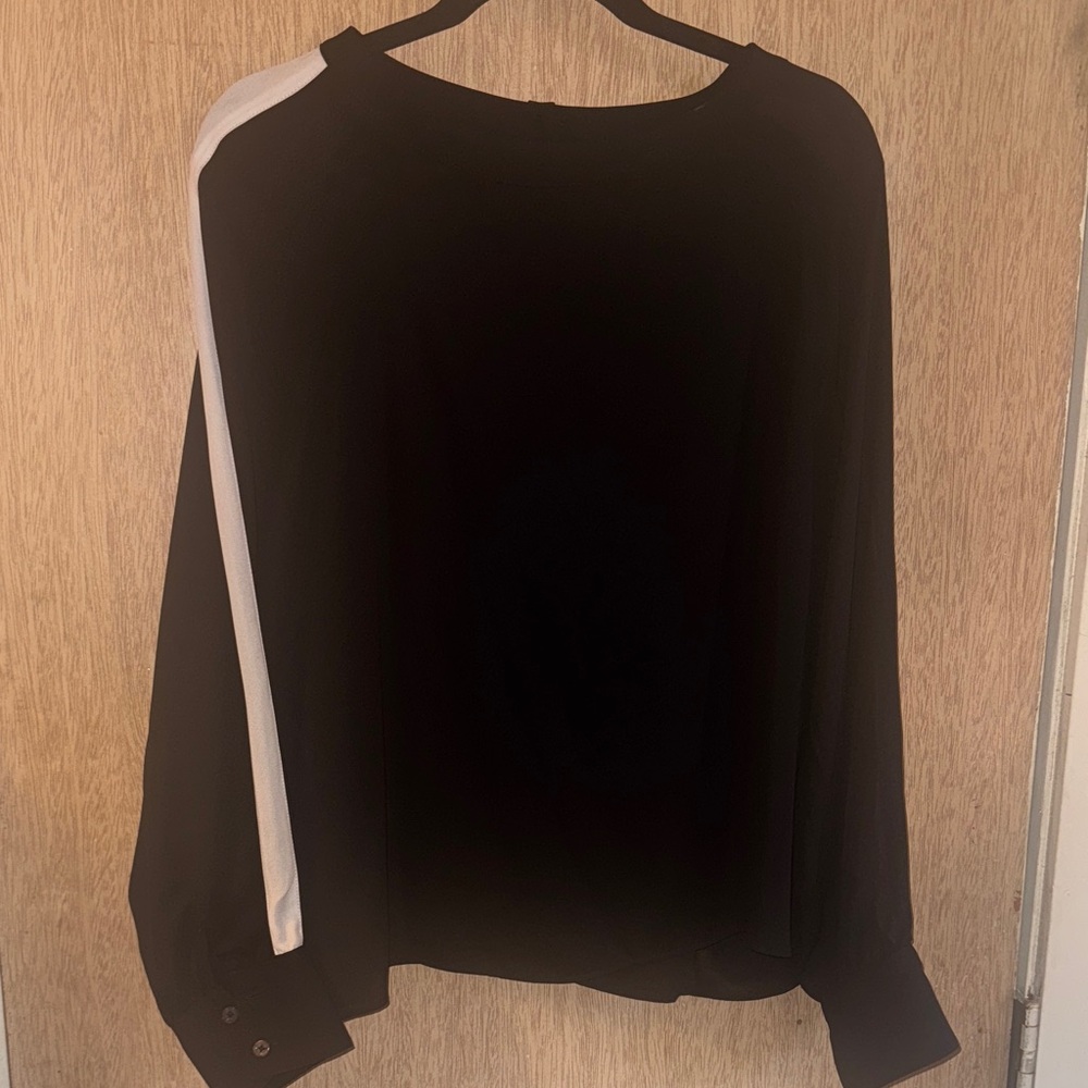 Rachel Roy Side Stripe Elegant Black Blouse Size XL